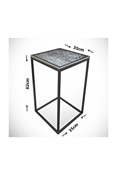 PASİFİC HOME Pure Yan Cam Sehpa, Metal Yan Sehpa