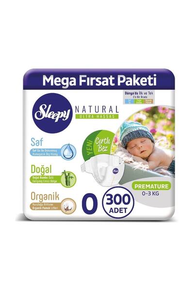 Sleepy Natural Bebek Bezi 0 Numara Prematüre 300 Adet