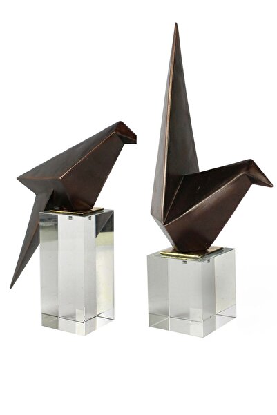 Yenkur Home Geometric Şekilli Kuşlar Heykel, S/2