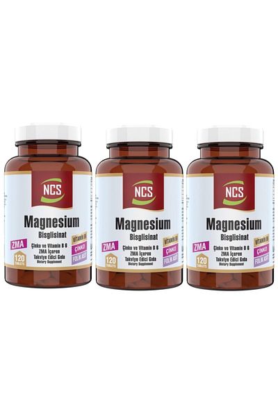 NCS Zma 120 Tablets - Zinc, Folic Acid Vitamin B 6 and Magnesium Bisglicinate (3 Pieces)