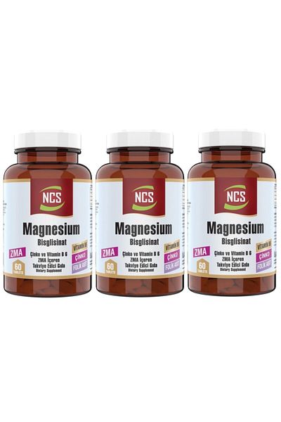 NCS Zma 60 Tablets Zinc Folic Acid Vitamin B 6 Magnesium Bisglicinate 3 Pieces