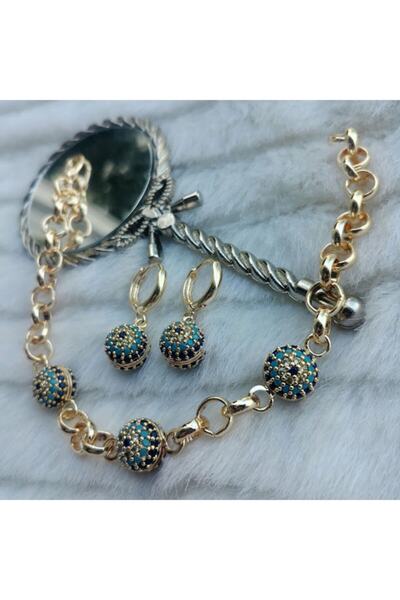 TAKI TASARIM Zirkon Göz Künye Küpe Takım