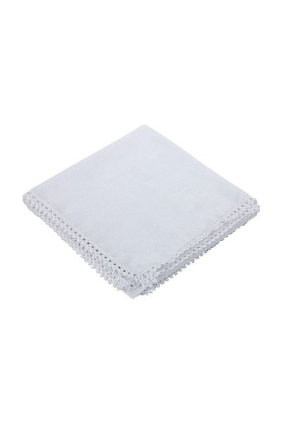 DOĞRU Scalloped Patterned Square Blanket White