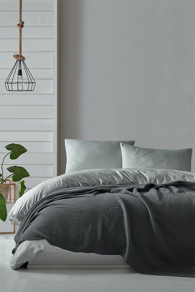 Berolige Unisex 4 Layers Muslin Cotton Single Pique - Bedspread - Unpadded Anthracite