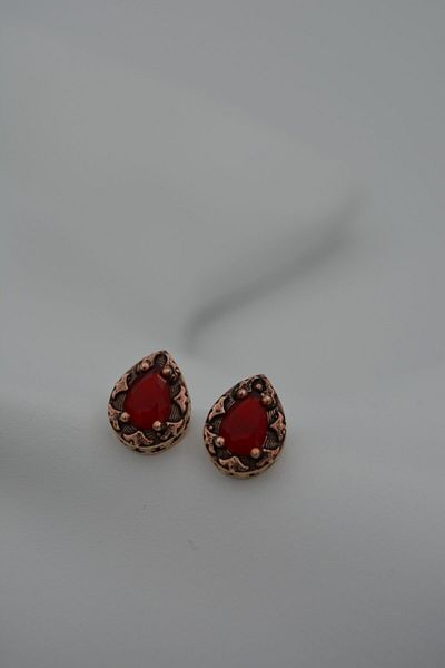 Stoneage Women's Earrings Ruby Jewelled Drop