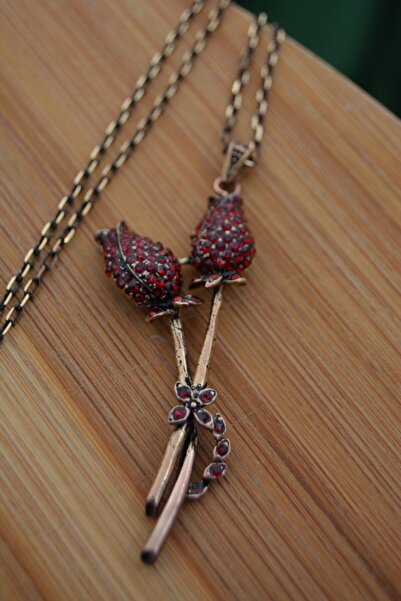 Stoneage قلادة نسائية من حجر الياقوت مع سلسلة غونكا مزدوجة هدية