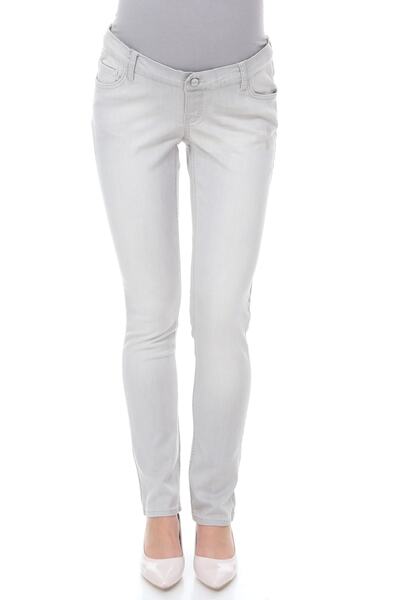 MİMBA Kadın Eskitme Gri Dar Paça Kot Hamile Pantolonu