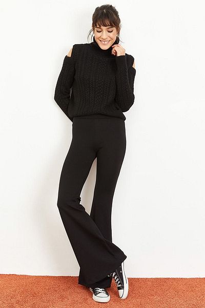 Bianco Lucci Leggings - Schwarz - Mittlerer Bund