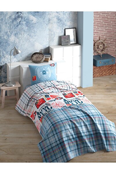 Cotton Box Cruise Mavi Tek Kişilik Yastık Kılıfı Ve Pike