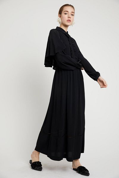 VERDA Rochie lungă neagră de damă