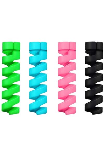 Inovaxis Spiral Silikon Set Şarj Kablosu Kulaklık Kablosu Koruyucu
