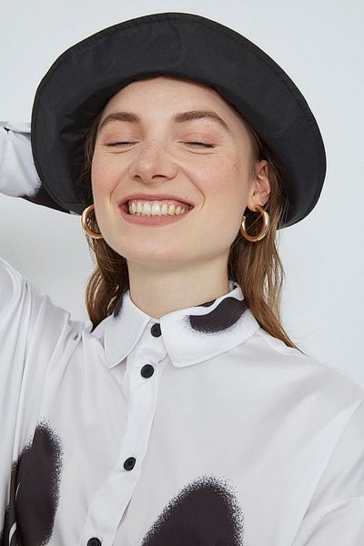 VERDA Cămașă alb-negru cu model flacără pentru femei