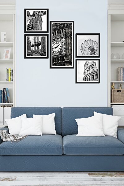 Cadran Collage Style 5 Parçalı Mdf Tablo Atf218