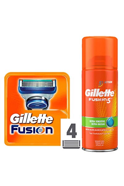 Gillette Gilette Fusıon5 4'lü Yedek Bıçak + Fusıon 75ml Traş Jeli