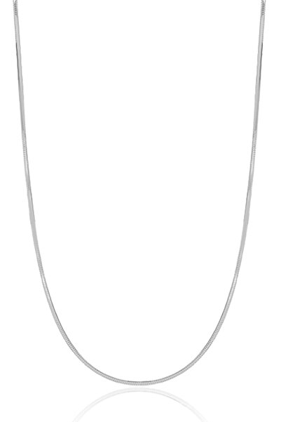 VELCCİ VELCCI Kadın Gümüş İtalyan Yassı Yılan Zincir Rodyum Kaplama Rodajlı Ezme Kolye Özel 1mm Mücevher