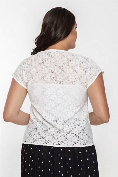 Seamoda Flower Pattern Lace Short Top-white