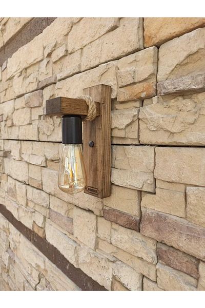 avizemguzel Mina Rustic Modern Wall Sconce with Wooden Rope