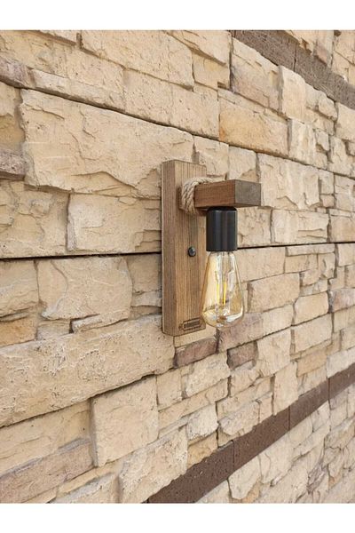 avizemguzel Mina Rustic Modern Wall Sconce with Wooden Rope