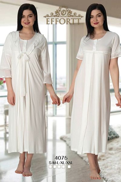 Effort Pijama Effortt 4075 Maternity Nightgown Set with Flywheel Sleeves and Dressing Gown
