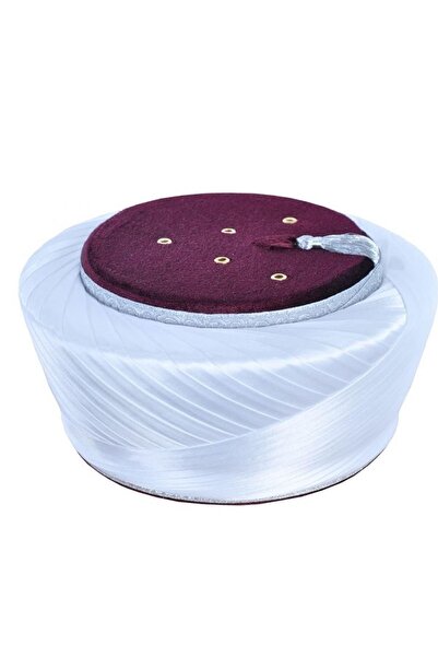 Sera Hediyelik Beyaz Bordo Sarık Gümüş Işli