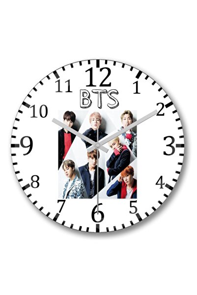 Baskı Dükkanı ساعة حائط Bangtan Boys Bts من الزجاج الحقيقي المنحني