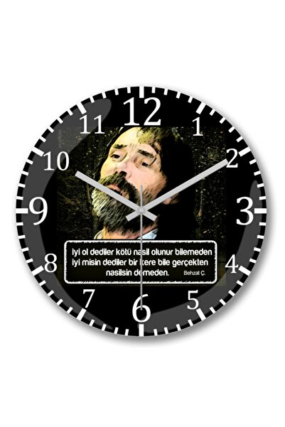 Baskı Dükkanı Behzat Ç - وعد ساعة حائط من الزجاج الحقيقي المنحني