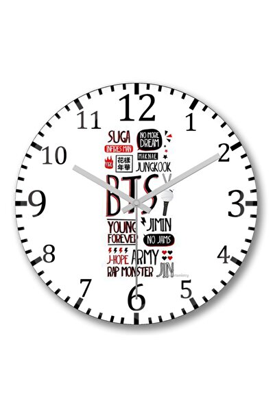 Baskı Dükkanı ساعة حائط BTS - زجاج حقيقي منحني