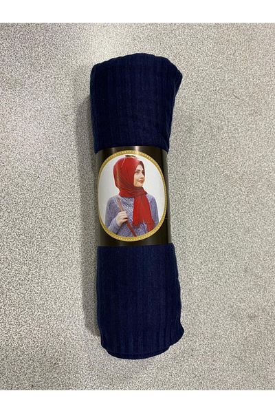 Bonjela Γυναικείο κασκόλ Navy Blue έτοιμο πλισέ