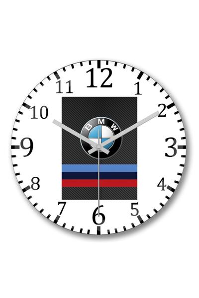 Baskı Dükkanı ساعة حائط بي ام دبليو إم باور كربون من الزجاج الطبيعي المنحني