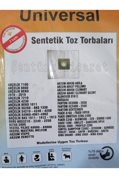 Vestel Yıldız A8000-a9000 Elektrikli Süpürge Toz Torbası Biz 5 Adet