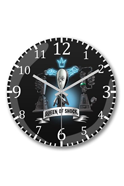 Baskı Dükkanı أنا ملكة الصدمة الأربعاء أدامز ساعة حائط من الزجاج الحقيقي المنحني