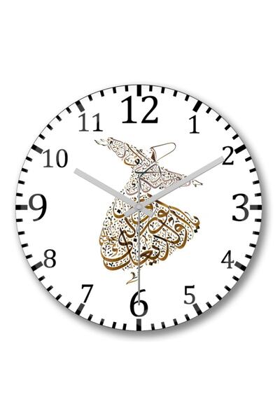 Baskı Dükkanı ساعة حائط من الزجاج الحقيقي - تصميم منحني