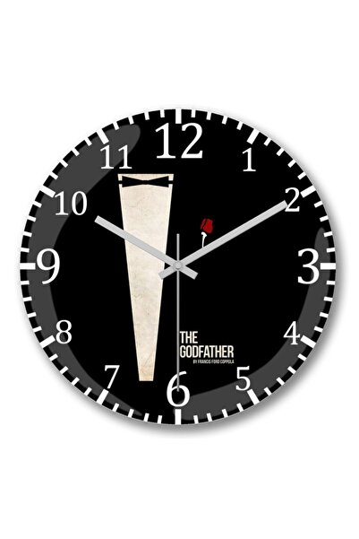 Baskı Dükkanı ساعة حائط بدلة العراب من الزجاج الحقيقي المنحني