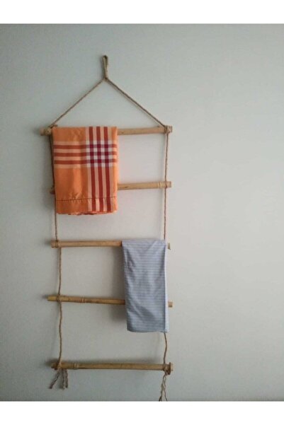 ERZAHOME حامل مناشف مصنوع يدويًا من خشب الخيزران