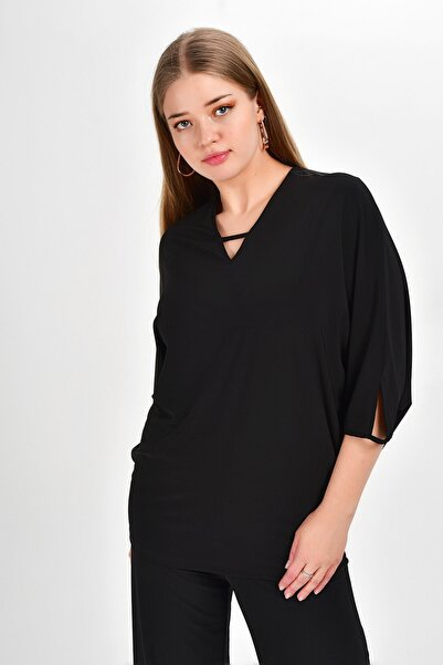 Laranor Kadın Siyah Yaka Detay Bluz 19Lb9190
