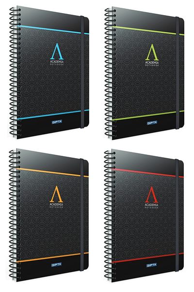 Gıpta Set de caiete A4 cu copertă rigidă Academia Spiral 120 Yp cu linii (bucata de 4)