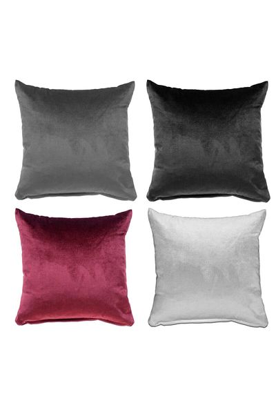 Alacastore Set de 4 huse de pernă din catifea de culoare uni