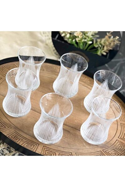 Paşabahçe El Dekorlu Kesme 6 Kişilik 12 Parça Çay Cam Bardağı Seti
