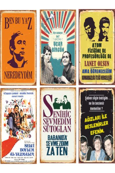 Hayat Poster Yeşilçam Türk Sineması 6lı Ahşap Poster Seti-1