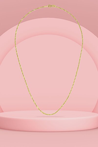 VELCCİ Kadın Gümüş Singapur Burgulu Zincir 24 Ayar Altın Kaplama Burgu Kolye Özel 1.2mm Mücevher