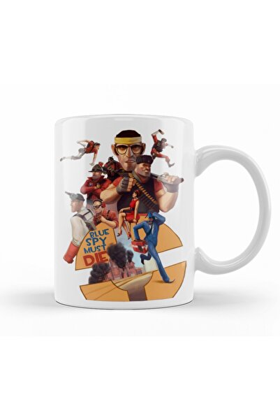 Baskı Dükkanı مج زجاجي من البورسلين باللون الأزرق من تيم فورتريس