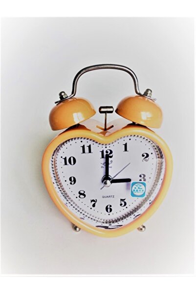 TAYFUN Turuncu Kalp Şeklinde Dekoratif Çalar Masa Saati