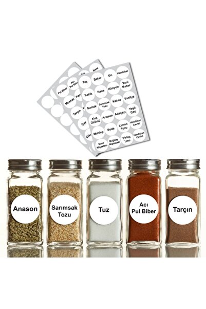 Ev Aşkı Yuvarlak Baskılı Ve Yazılabilir 72 Li Baharatlık Seti