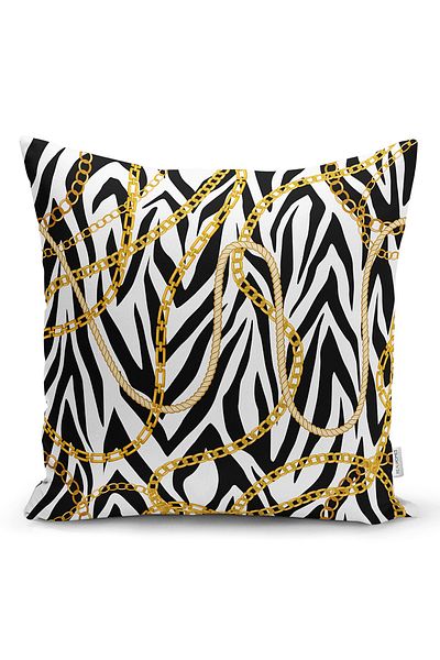Realhomes Zebra Chain Pattern on the Floor Special Design Digital Printed Modern Pillow Throw Pillow Cover
