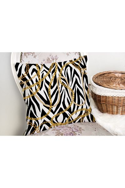 Realhomes Zebra Chain Pattern on the Floor Special Design Digital Printed Modern Pillow Throw Pillow Cover
