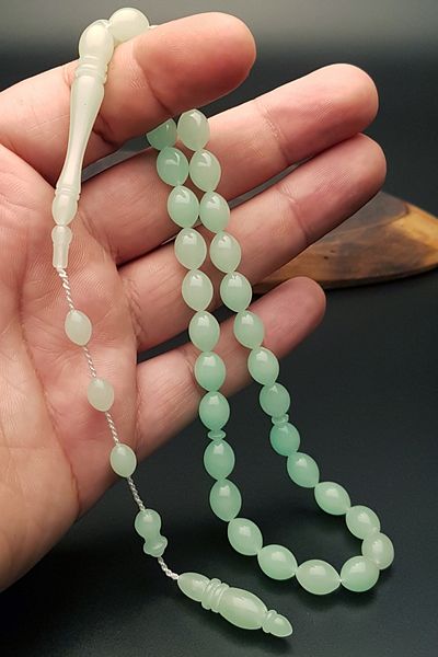 OTTOTESBİH 7x11mm الأخضر تمييز معنقدة القط العين مسحوق العنبر الوردية
