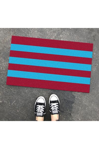OLUNCA Burgundy Blue Design Doorstep and Indoor Doormat 45x75 cm