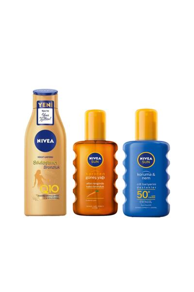 NIVEA Q10 Sıkılaştırıcı & Bronzluk Vücut Losyonu 200 Ml+güneş Yağı 200 Ml+kor...