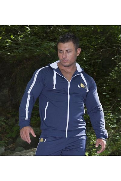 Big Sam Men's Navy Dark Blue Hooded Sweatpants 3558