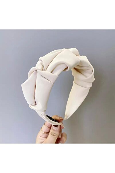 QUEEN AKSESUAR Özel Yeni Sezon Trend Moda Örgü Kabarık Model Taç Bej Krem